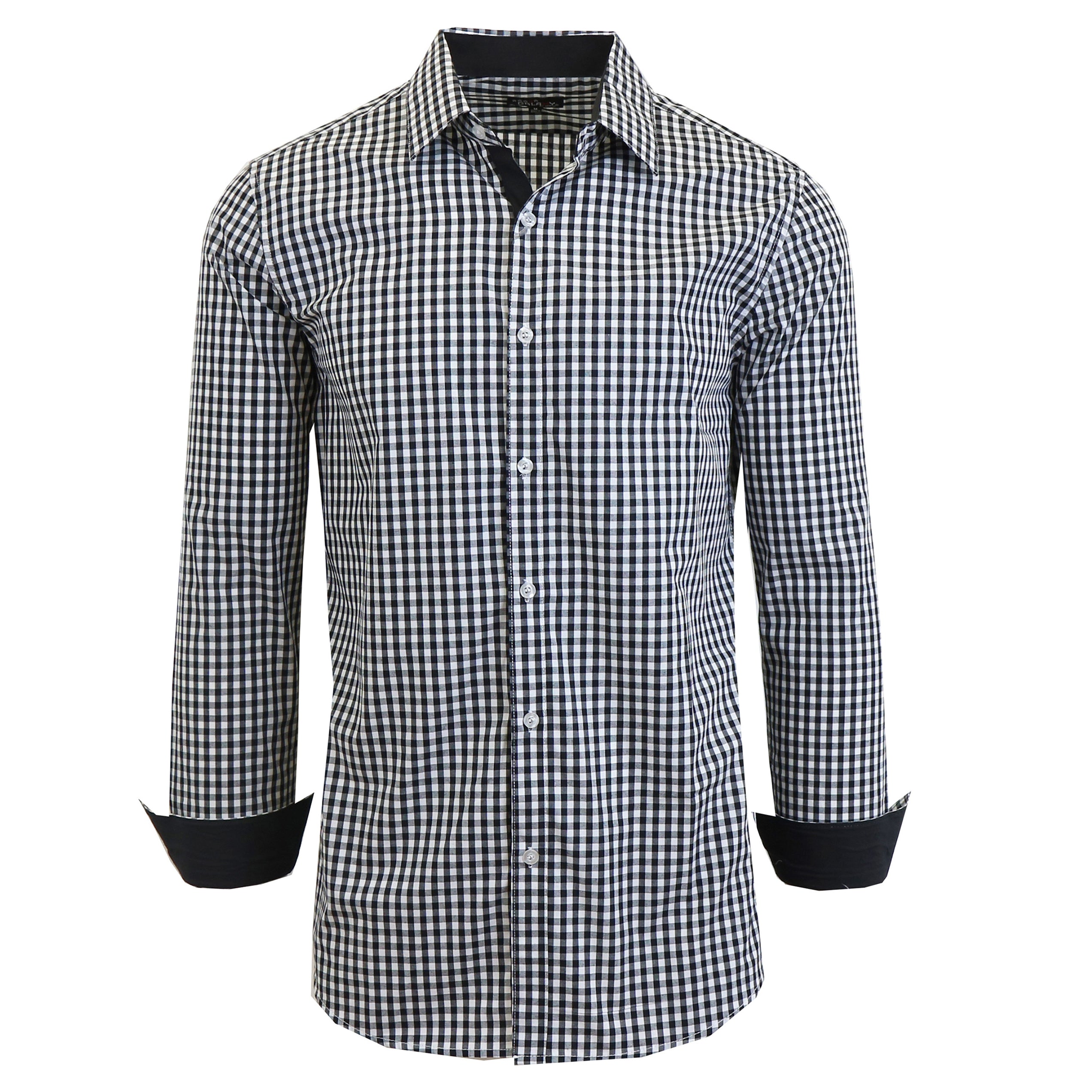 Men's Long Sleeve Slim Fitting Gingham Pattern Dress Shirts 2025 New Cheap Online