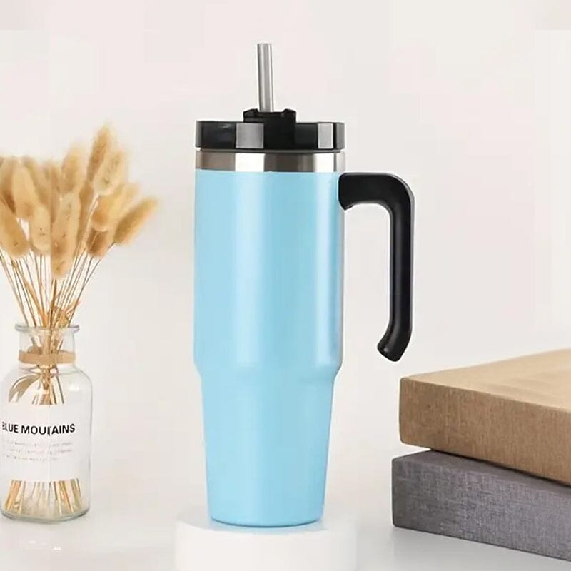 30.5 Oz 304 Stainless Steel Double Vacuum Portable Travel Cup with Handle and Straw Browse Cheap Online