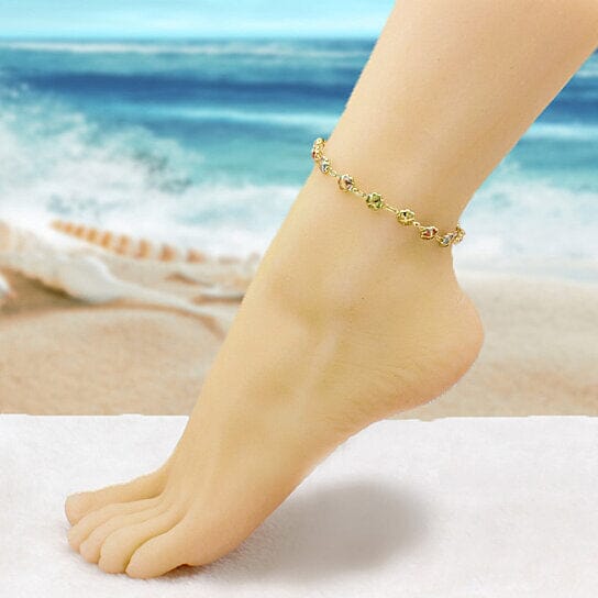 18k Gold Filled High Polish Finish Gold Multi Color Crystal Anklet Best Wholesale Sale Online