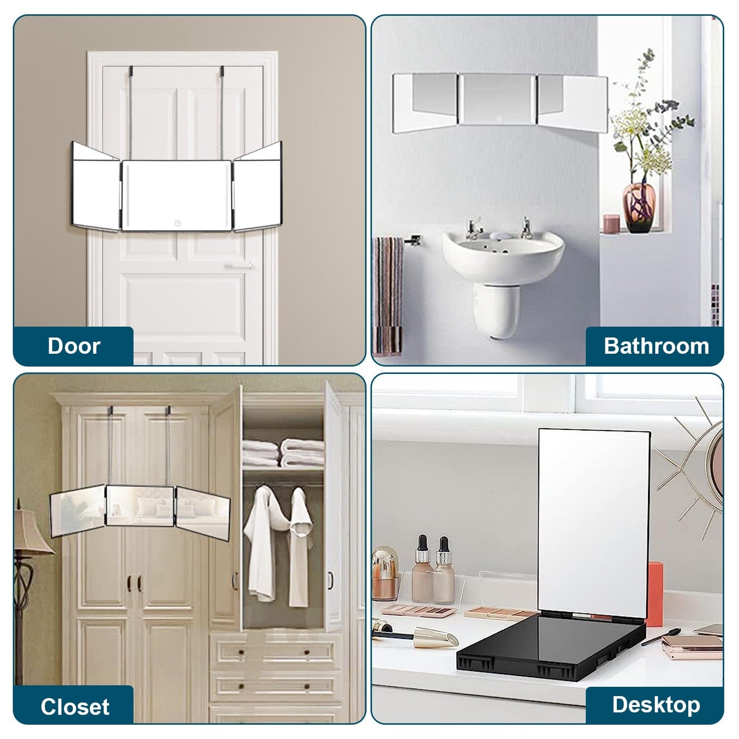 Tri-Fold Mirror with Telescopic Hanger Recommend Sale Online