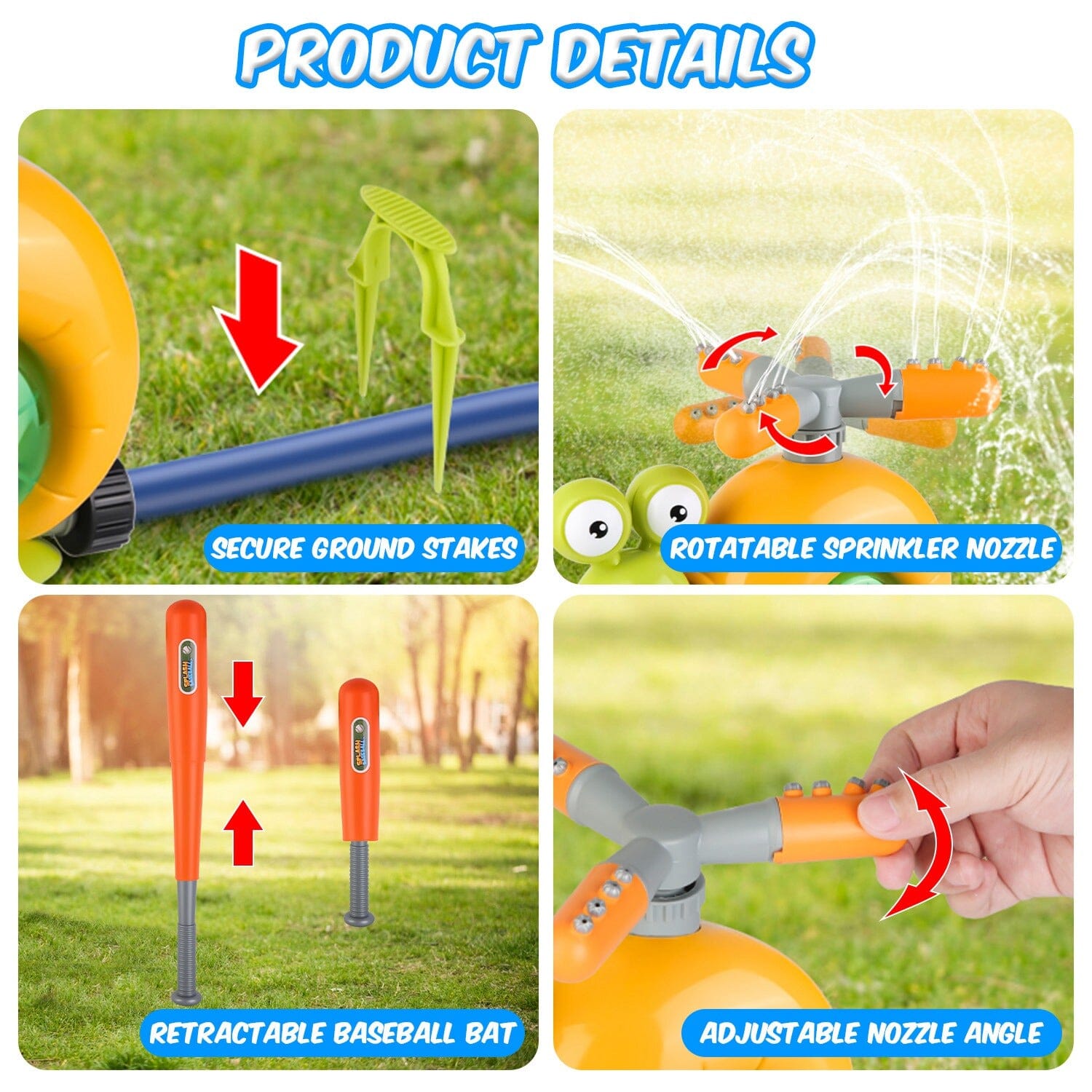 2-in-1 Snail Water Sprinkler Baseball Toy with 2 Sprinkler Nozzles Fashionable Cheap Online