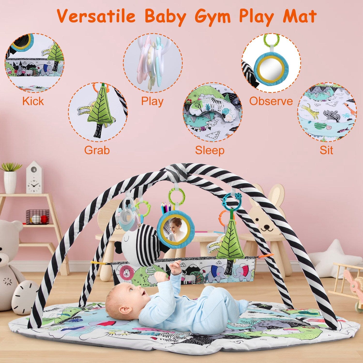 4-in-1 Baby Gym Play Mat Ball Pit with Pillow 18 Balls 9 Toys for 0-3 Years Old Fashionable Cheap Online