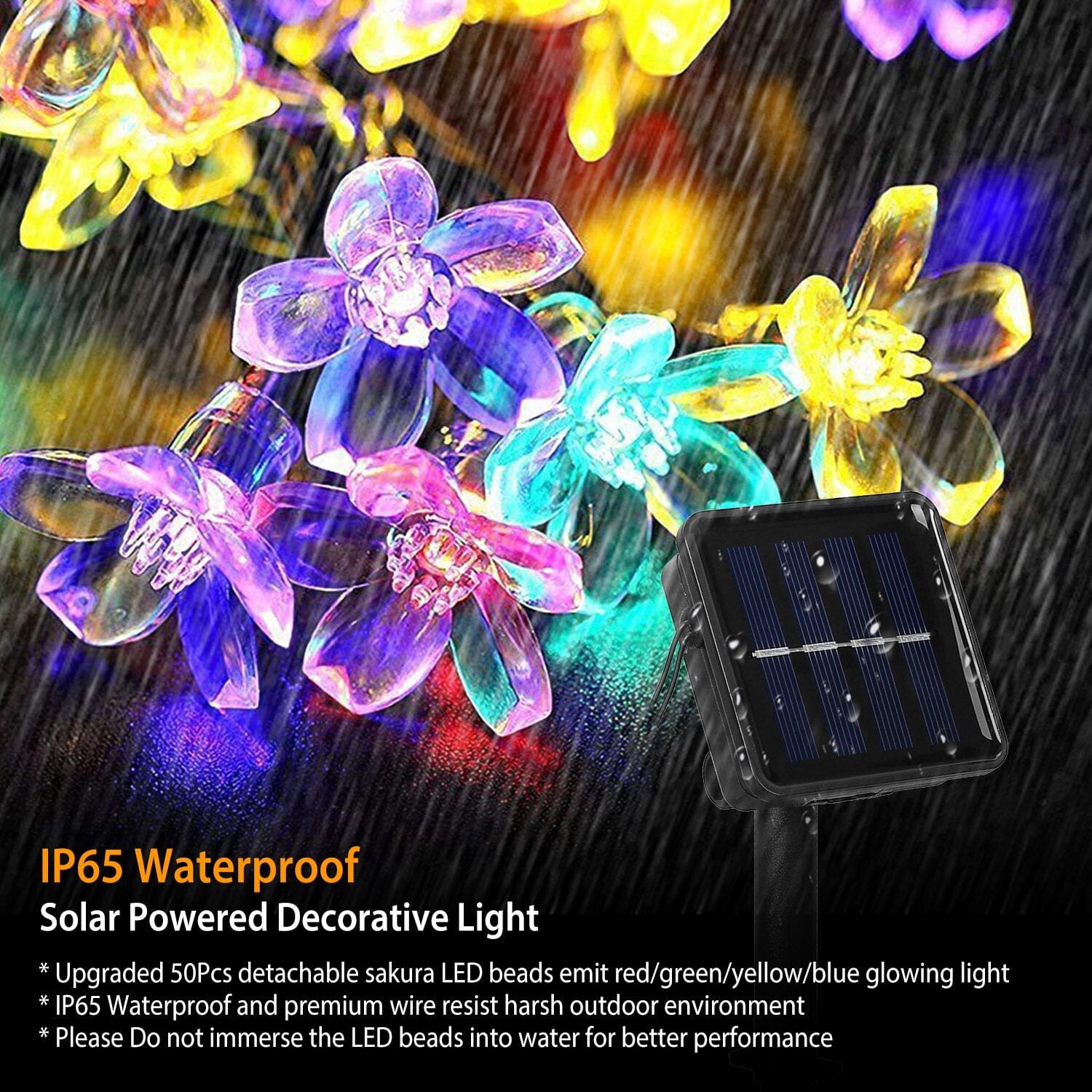 2-Pieces: Solar Power String Lights 50 LED Beads Fairy Sakura Flower Manchester Great Sale Online