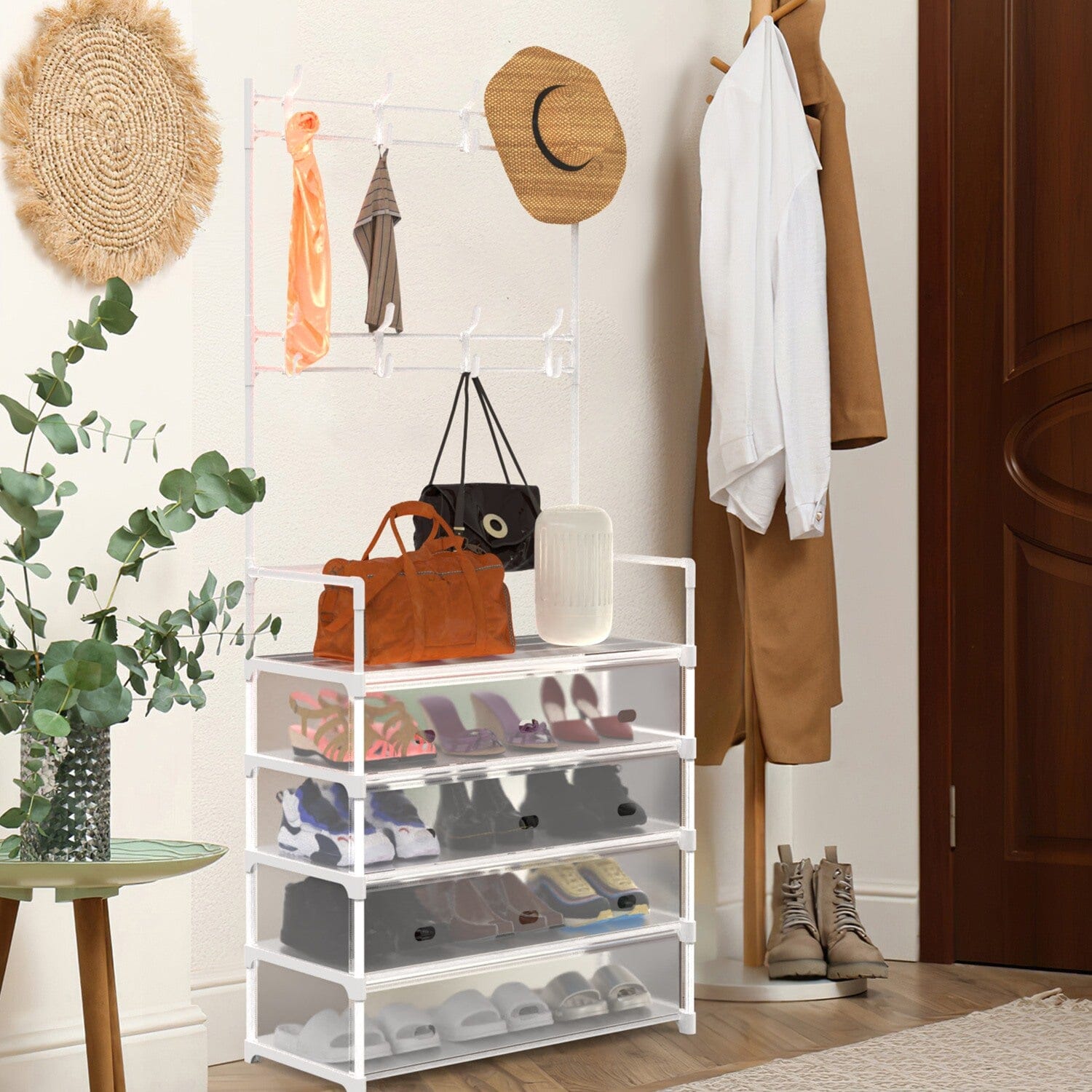 5-Tier Dustproof Entryway Hall Tree Coat and Shoe Rack Sale Lowest Pice