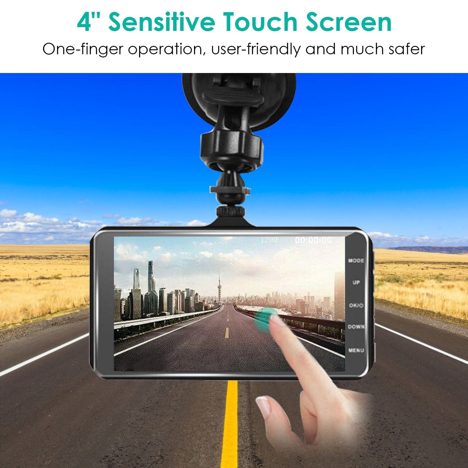 1080P 4-Inch Touch Screen Dual Dash Cam Free Shipping Supply