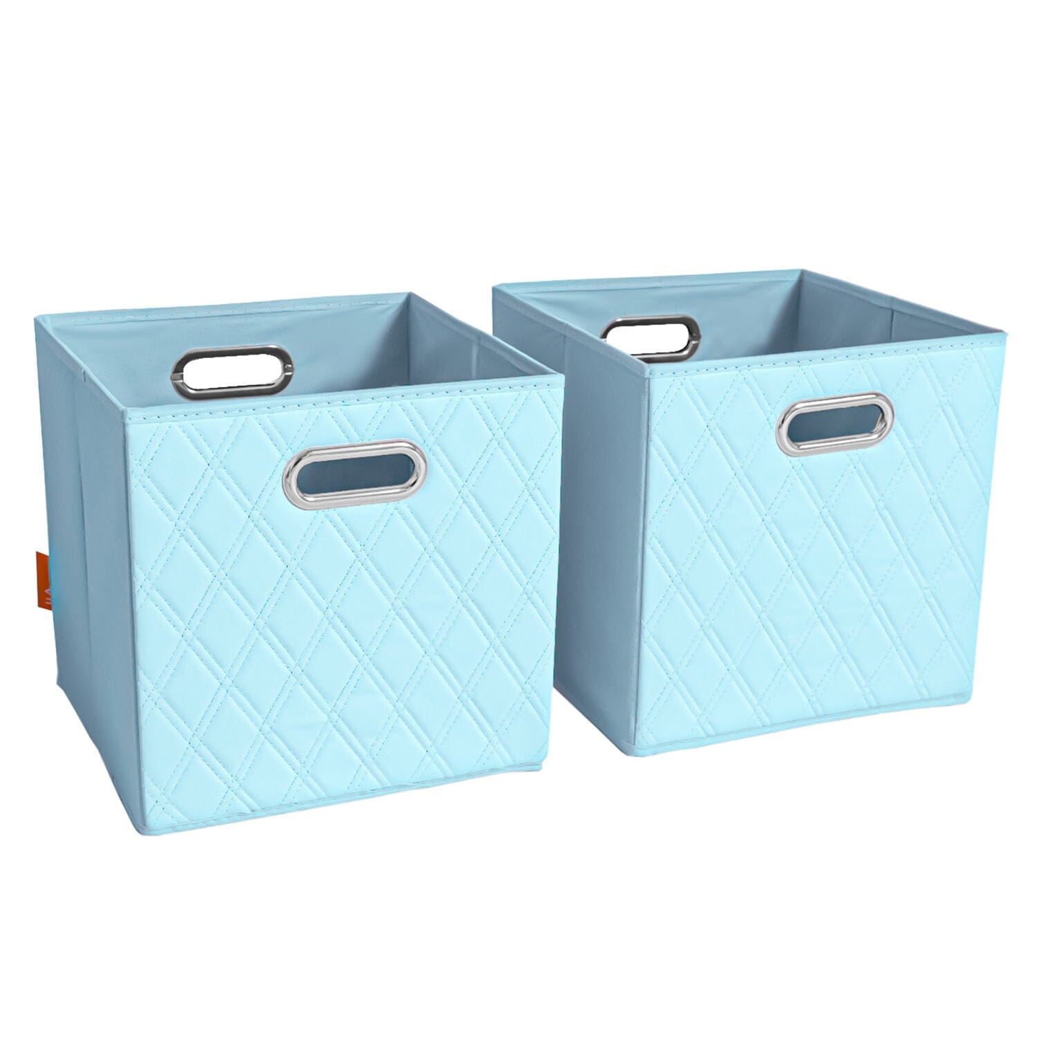 Set of 2: 11-13 Foldable Diamond Patterned Faux Leather Storage Cube Bins Discount Footaction