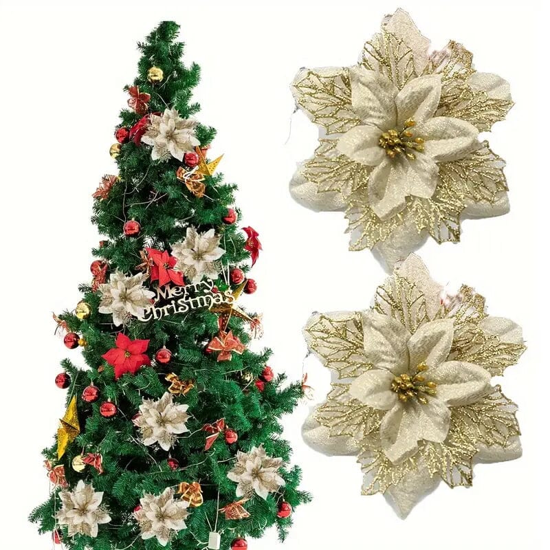 20-Pieces: Artificial Poinsettia Flowers Christmas Ornament Free Shipping Fake
