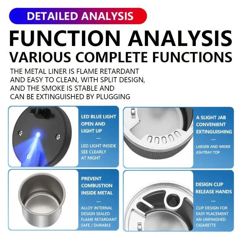 Car Ashtray Multi-functional Universal Household Portable Metal Liner Ashtray Free Shipping Good Selling