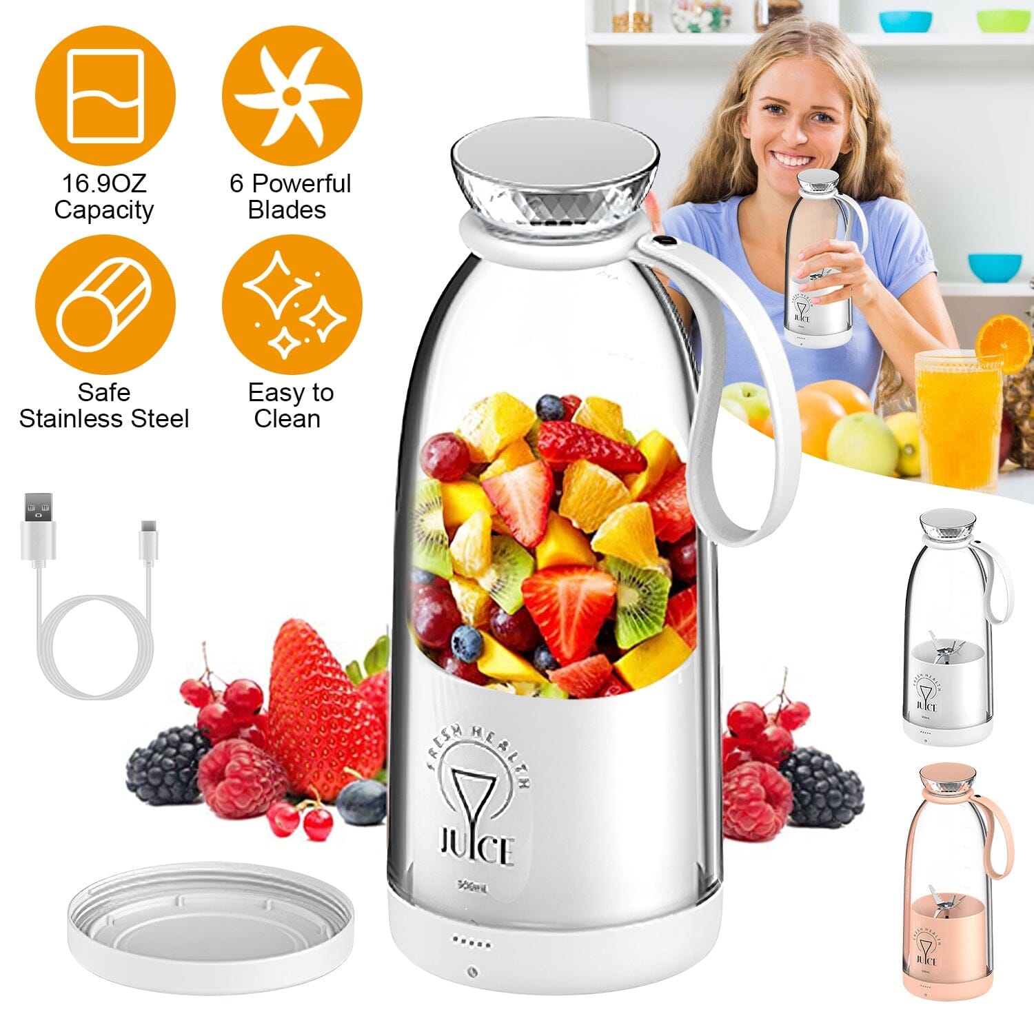 2-in-1 Portable Fruit Blender Rechargeable Cheap Lowest Pice