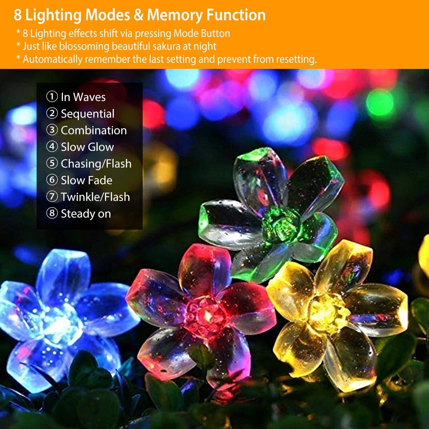 2-Pieces: Solar Power String Lights 50 LED Beads Fairy Sakura Flower Manchester Great Sale Online