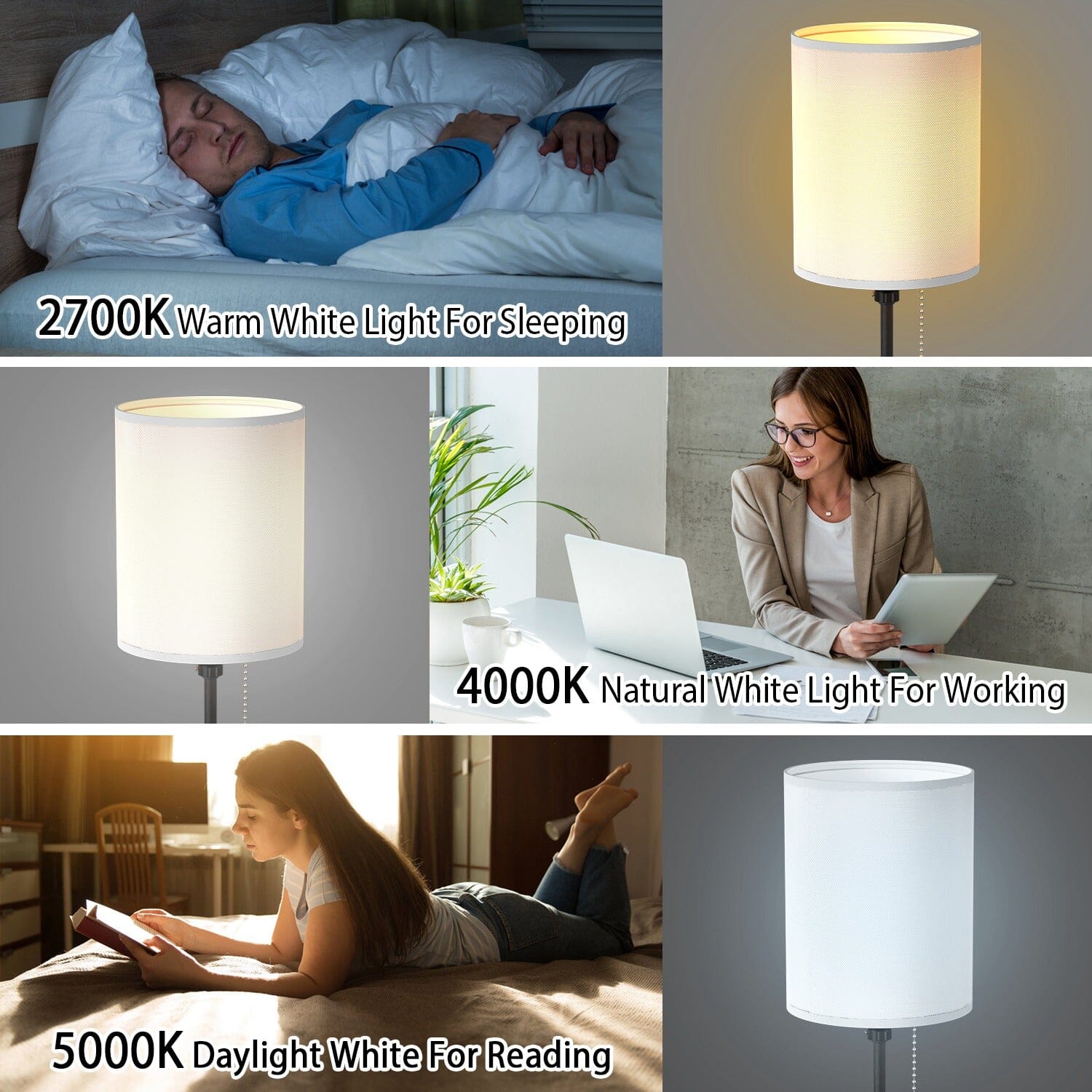 2-Pieces: Bedside Lamps 3 Color Modes USB C+A AC Output Ports Pull Chain Cheap Sale Manchester Great Sale