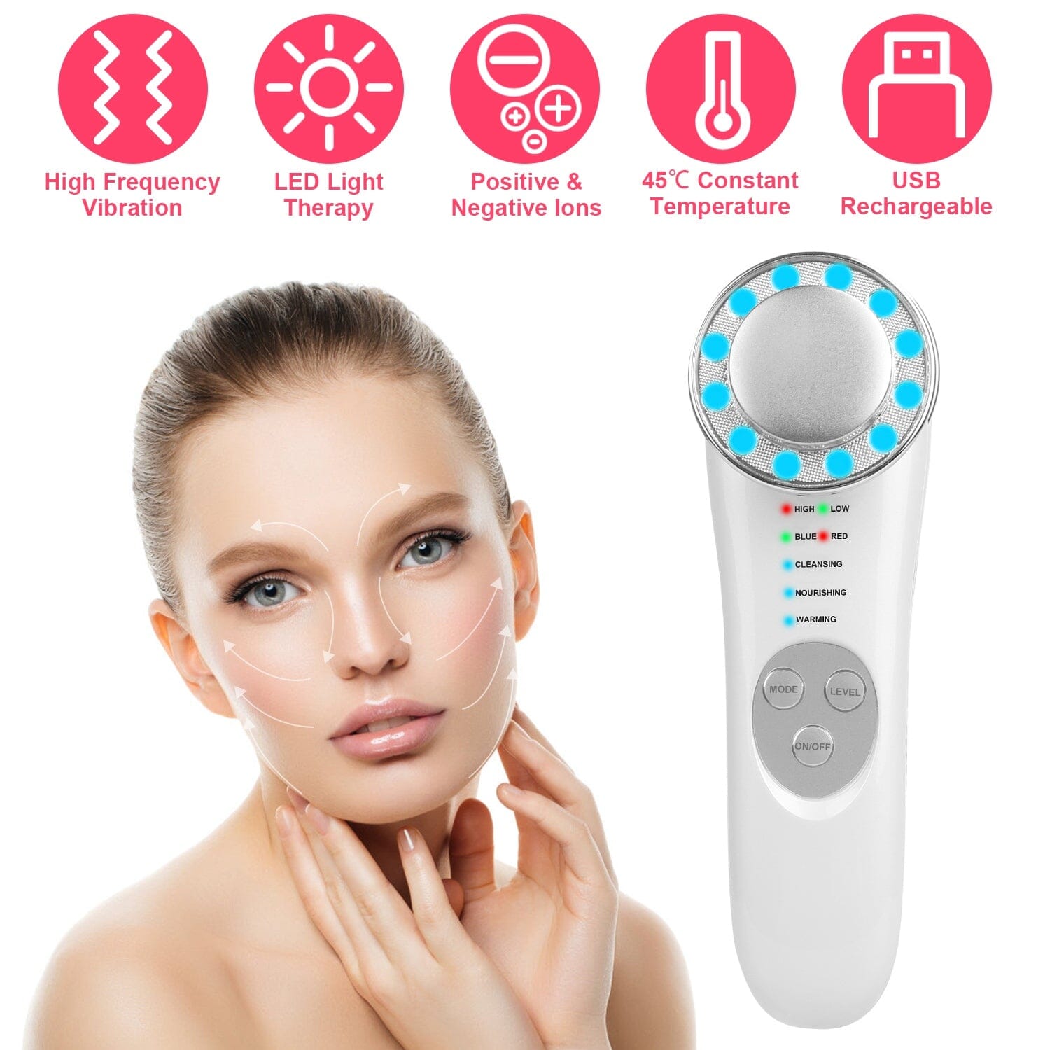 7-in-1 Facial Massager Ultrasonic High Frequency Face Lifting Machine In China Cheap Pice