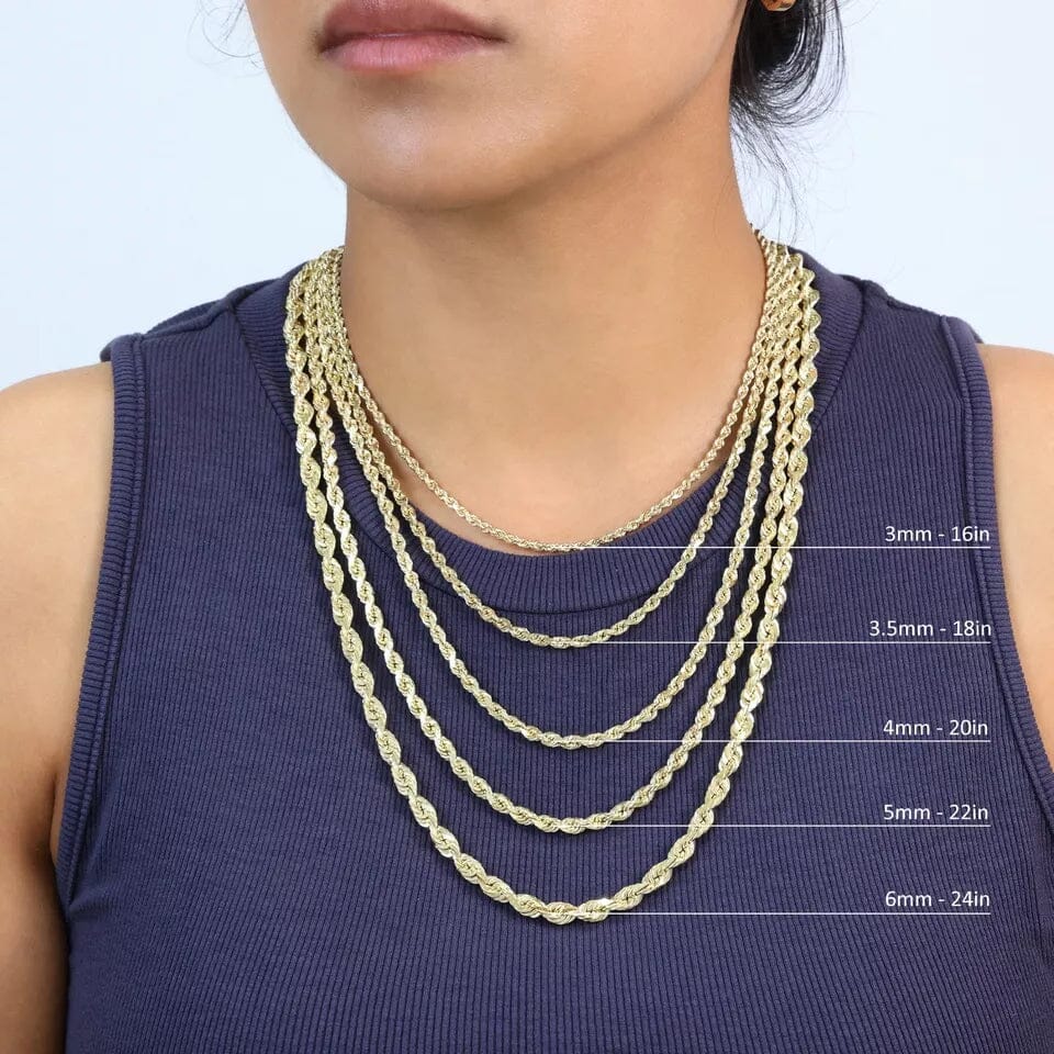 Rope Chain in Yellow Gold - 8mm 2025 Newest Sale Online