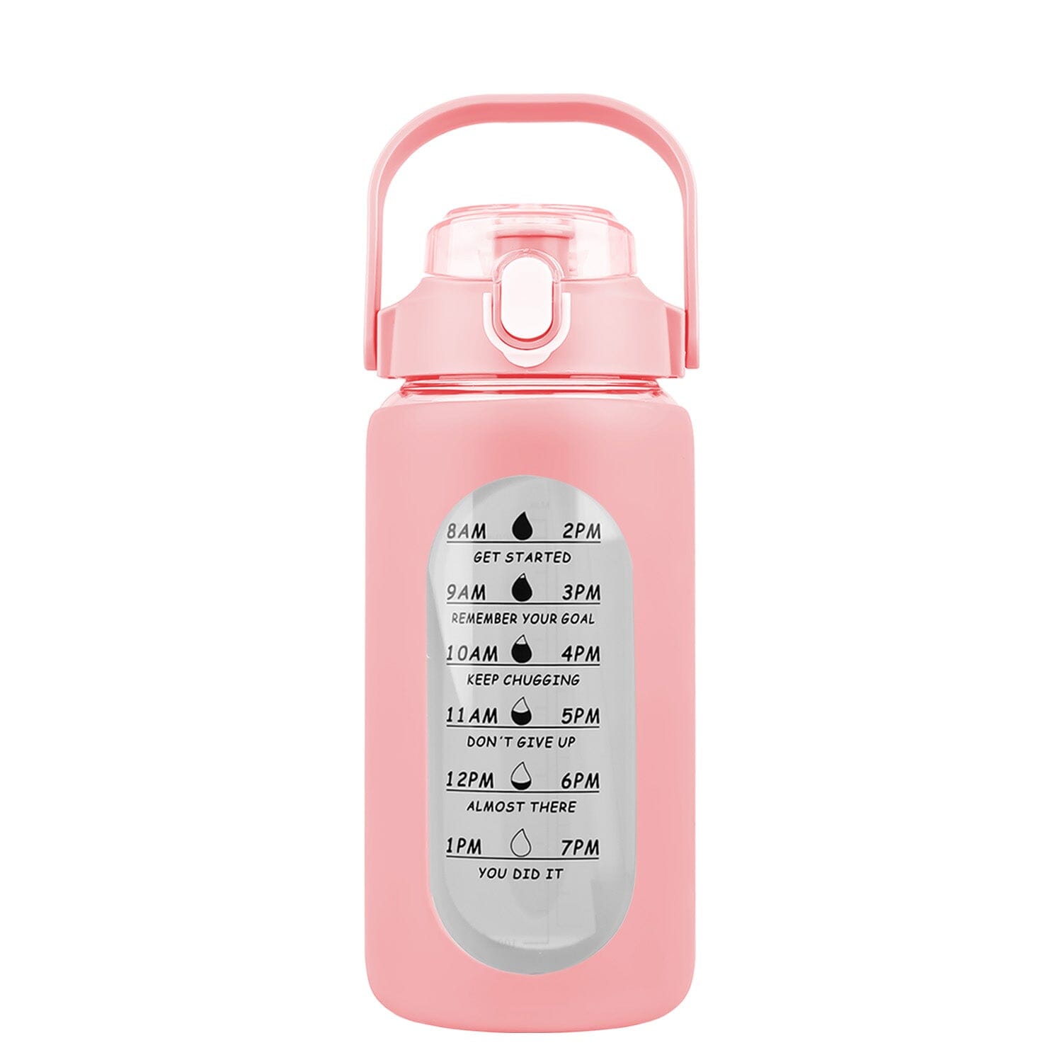 Motivational Water Bottle Intake Tracker with Straw Time Marker Silicone Sleeve Handle Outlet Sast