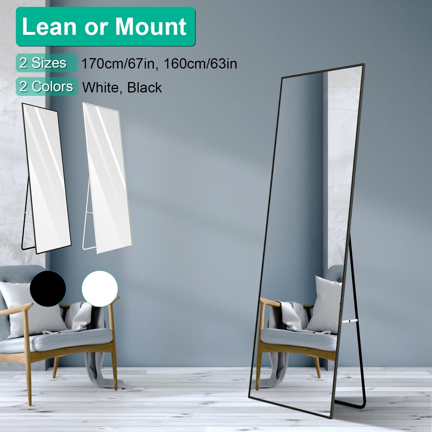 Full Length Mirror Aluminum Alloy Wall Mirror Free Standing Floor Fashionable Cheap Pice