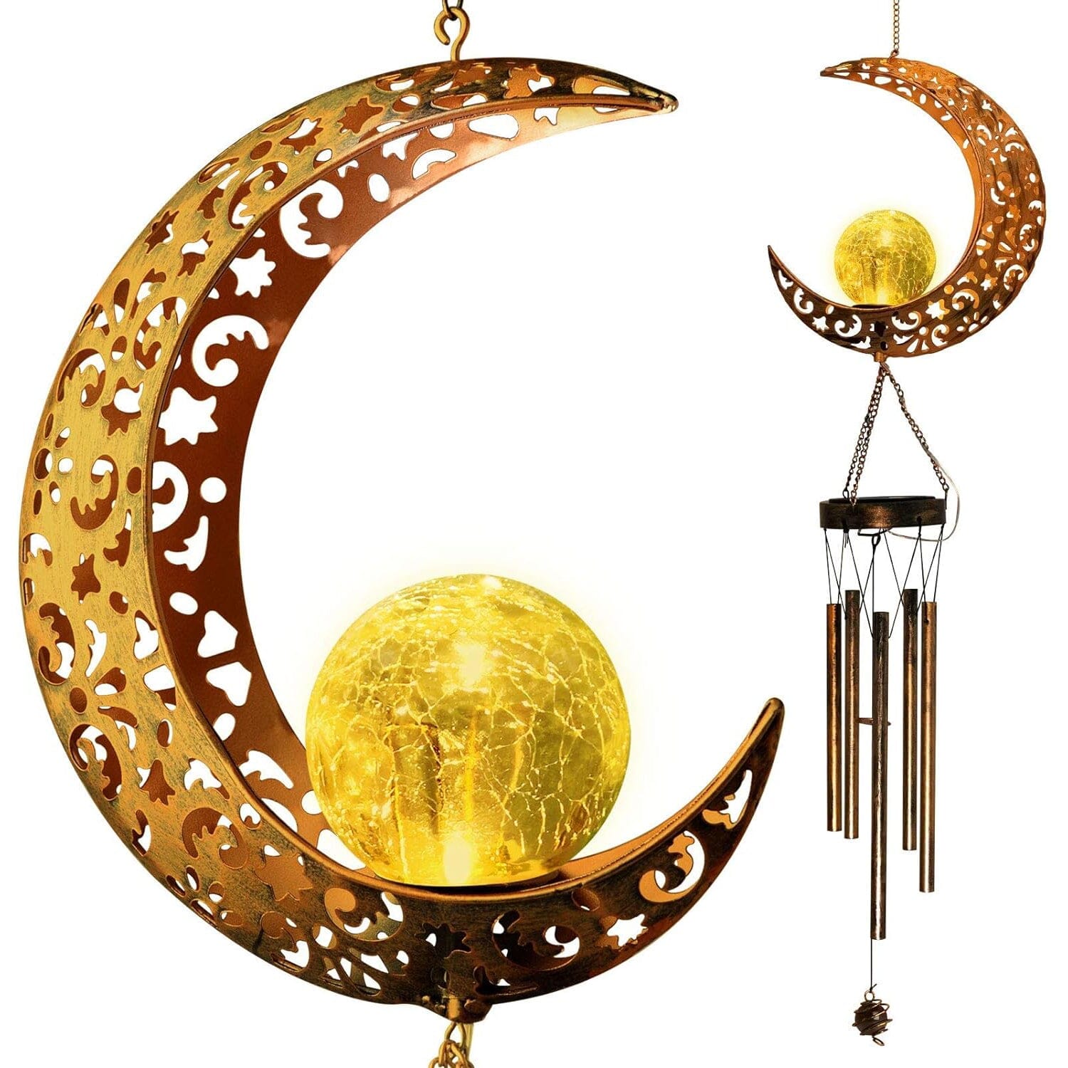 Moon Crackle Glass Ball Wind Chimes Solar Wind Chimes Outlet Choice