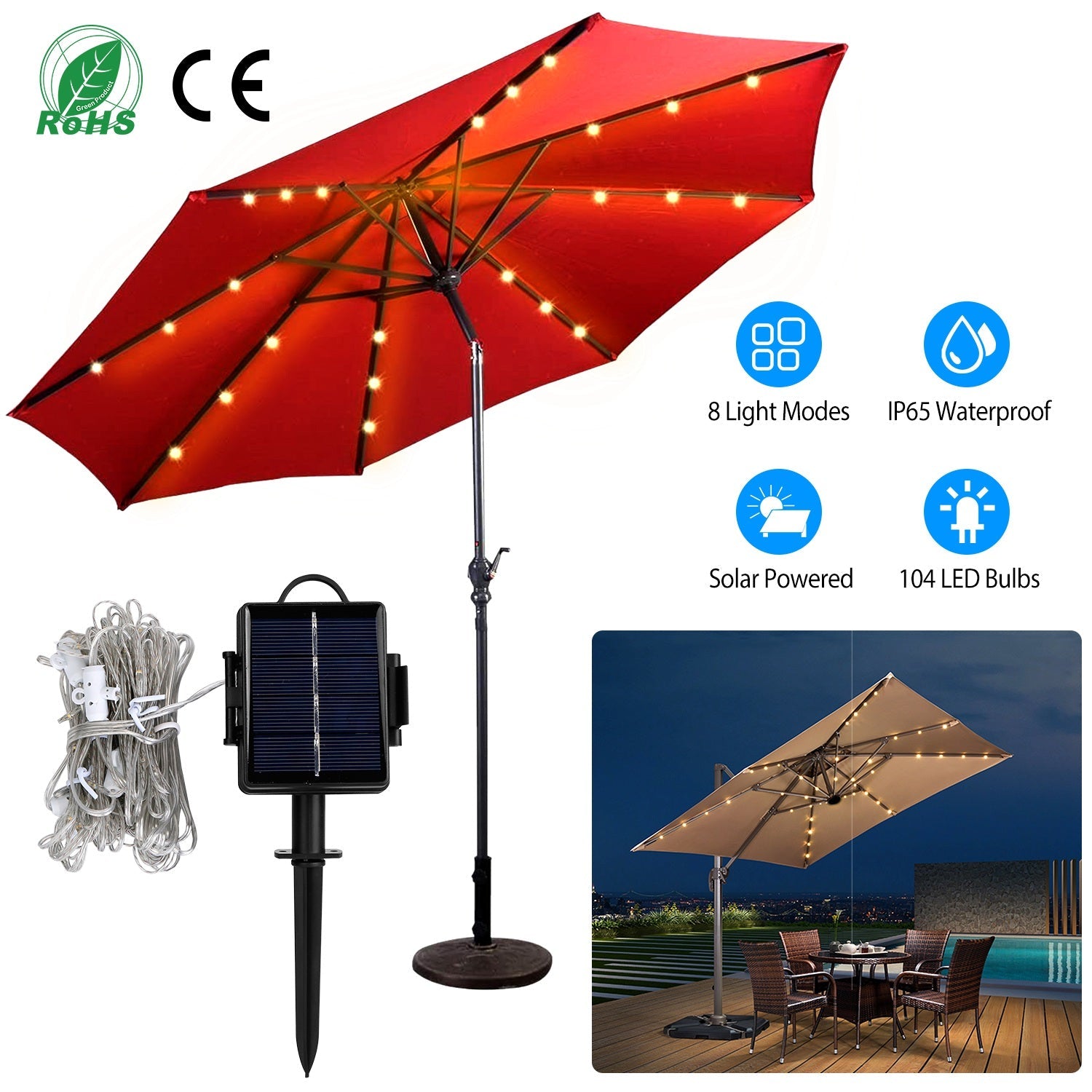 Solar Umbrella Outdoor String Light Clearance Store Sale Online