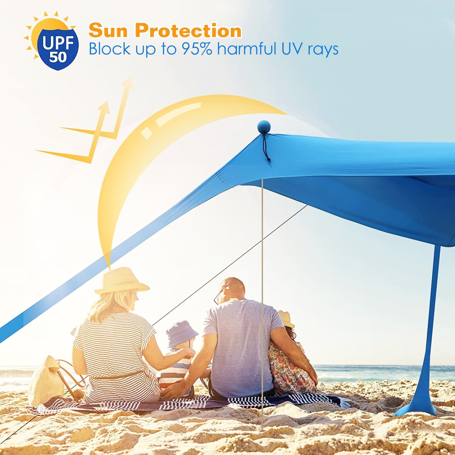 10 x 10 ft Sun Shelter Family Beach Tent Outdoor Shade UPF50+ with Sandbag Cheap Pice Wholesale