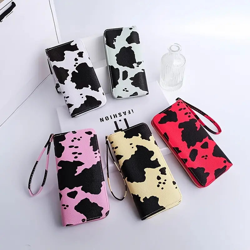 Women's Cute Versatile Faux Leather Cow Print Long Wallet Largest Supplier For Sale