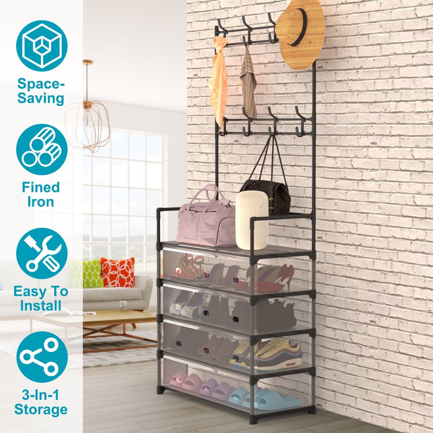 5-Tier Dustproof Entryway Hall Tree Coat and Shoe Rack Sale Lowest Pice