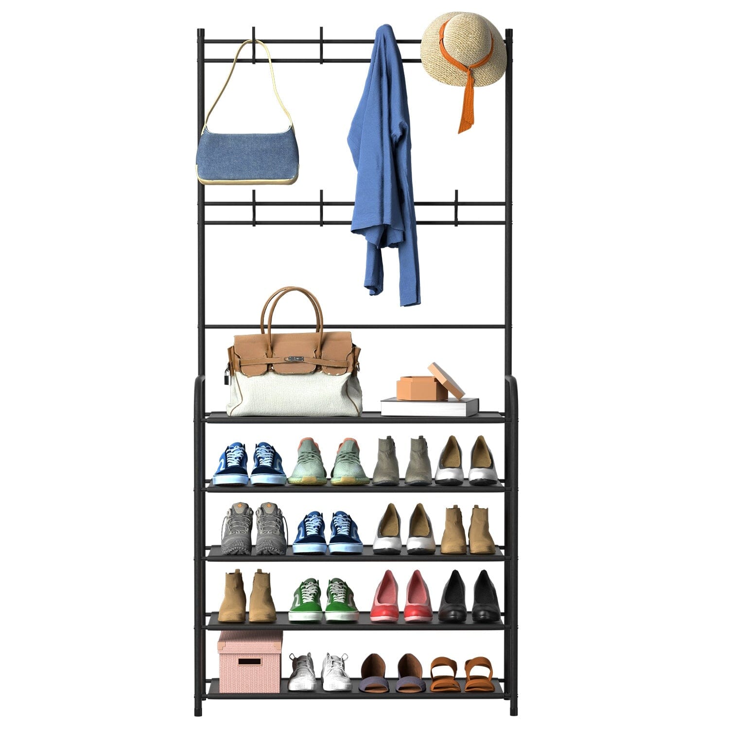 Entryway Coat Hat Rack Shoe Storage Shelf Sale New