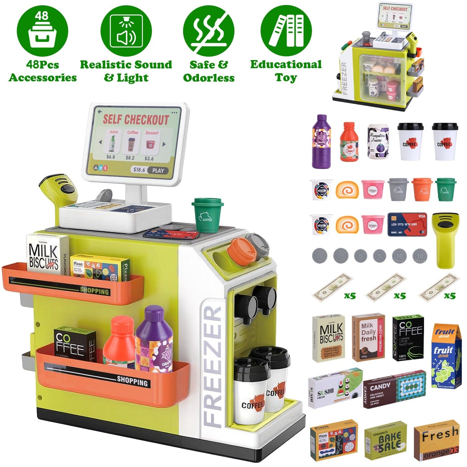 48-Piece: Pretend Cash Register Play Toy Set Really Cheap Shoes Online