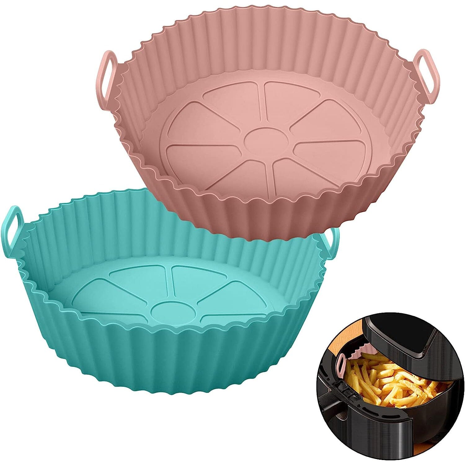 2-Piece Set: Reusable Silicone Air Fryer Liners Sale Shop Offer