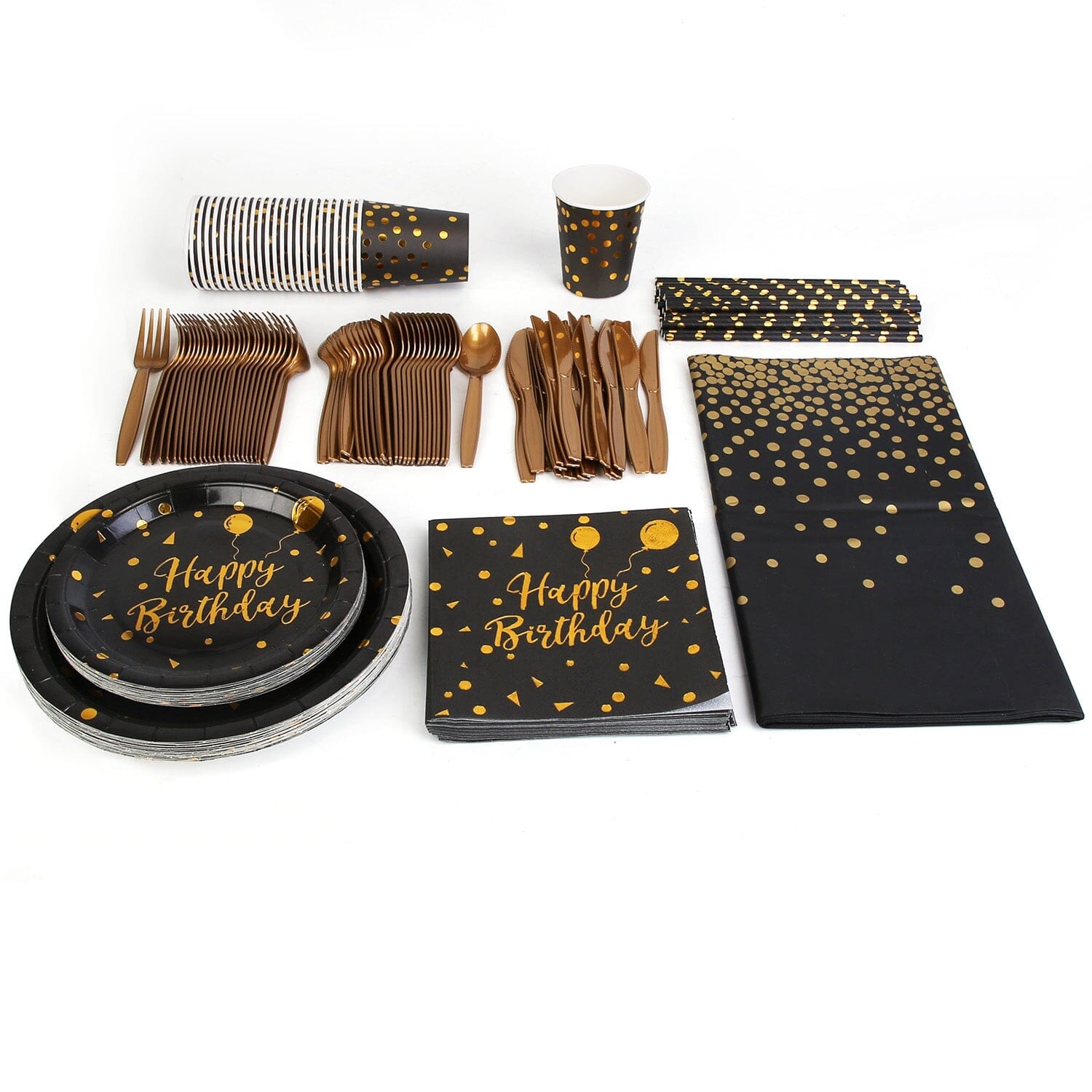 201 Pieces: Black Gold Disposable Dinnerware Set Cheapest Pice For Sale