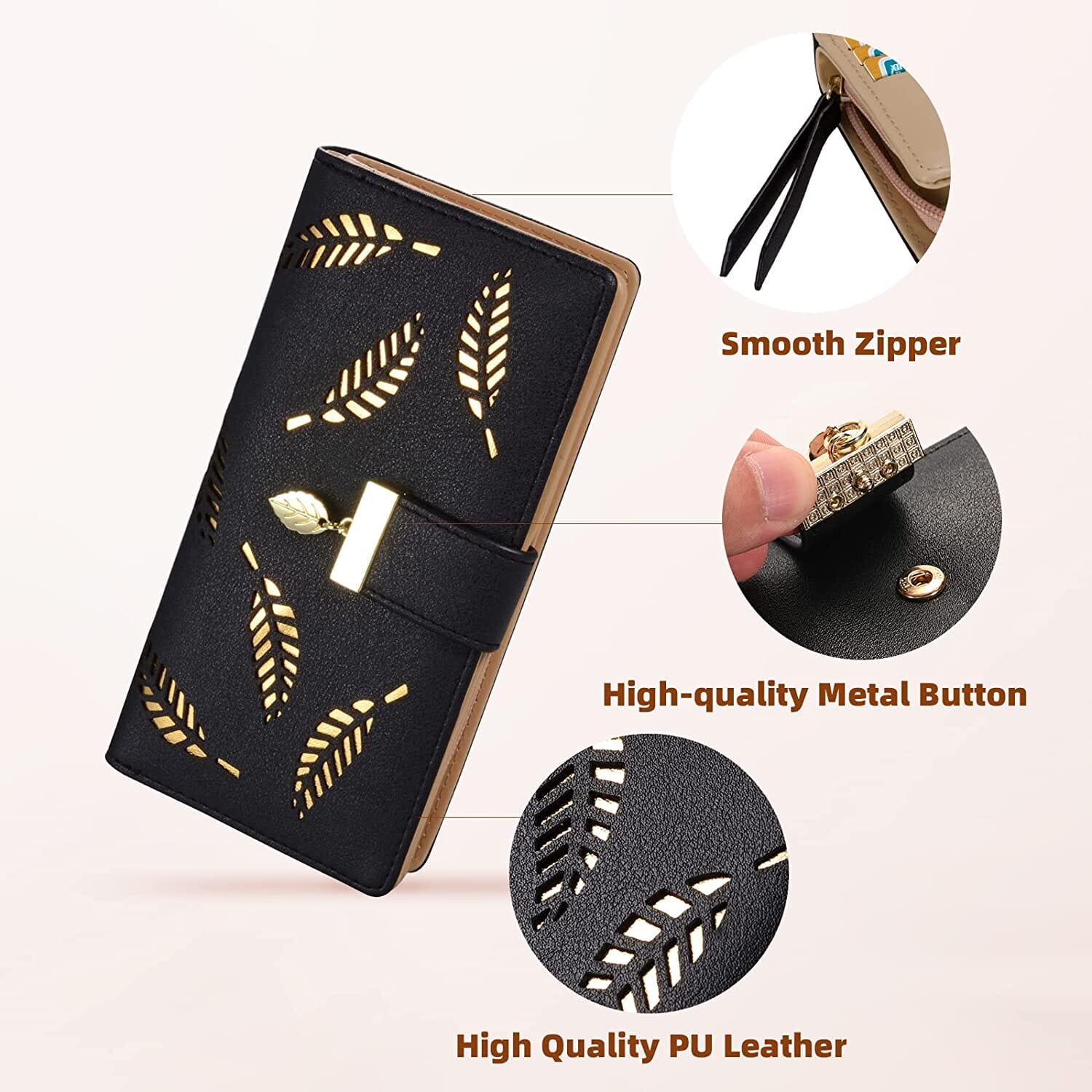 Sweet Cute Women's Long Leaf Bifold Wallet Cheap Sale Collections