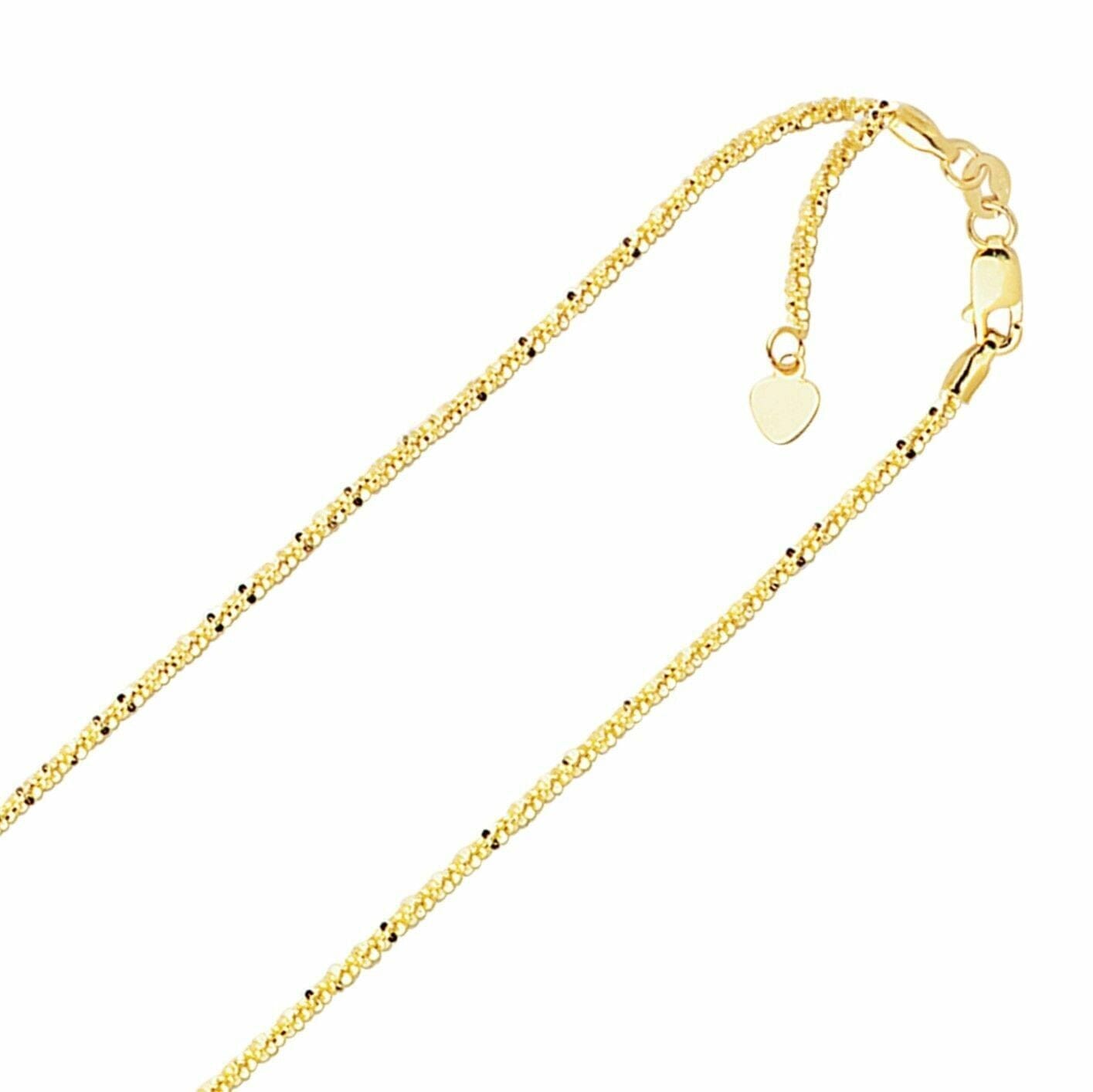 1.5mm Solid Adjustable Sparkle Twisted Rock Chain 10K Yellow Gold Up To 22 Outlet Clearance Store