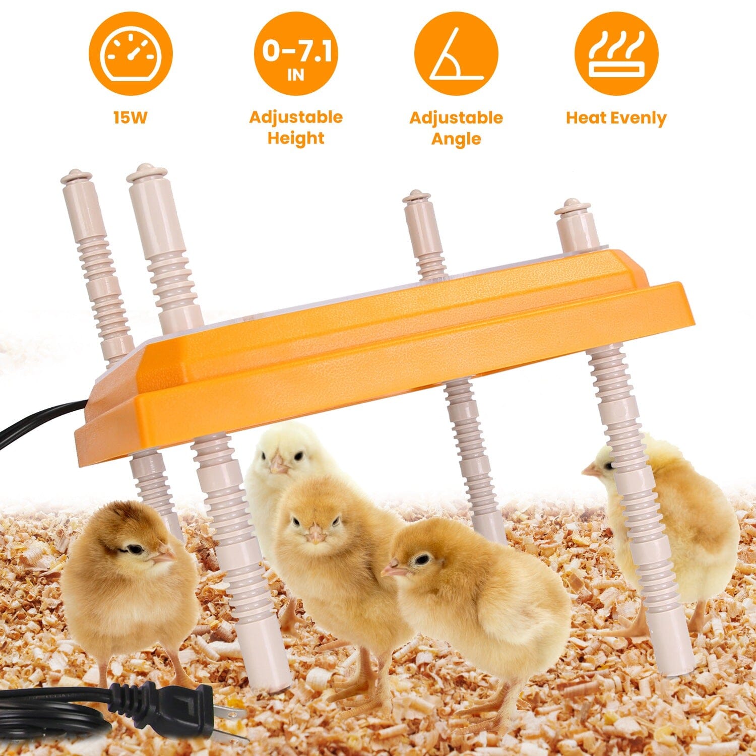 15W Chicken Brooder Heater with Adjustable  Height Angle Max 131℉ Shipping Outlet Store Online