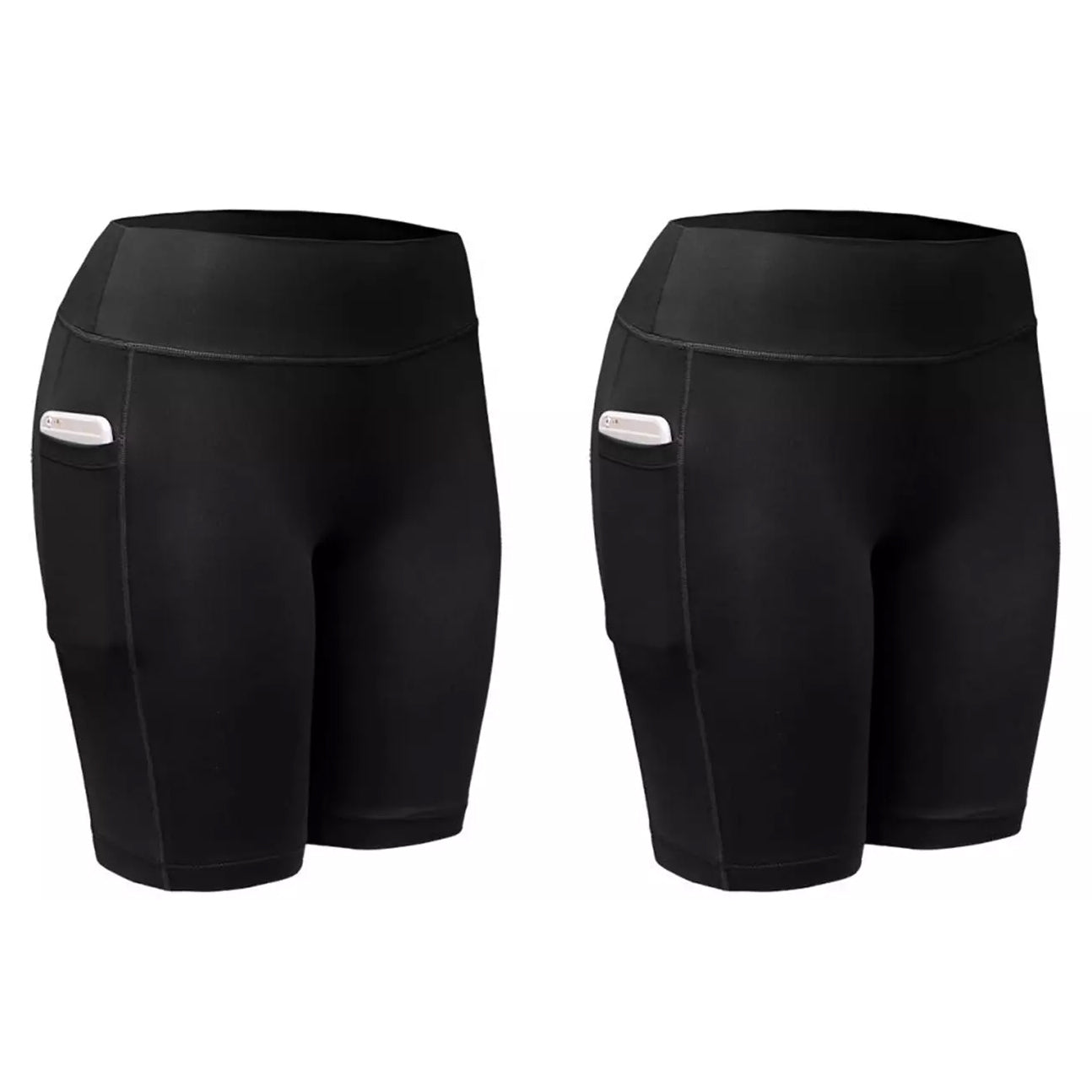 2-Pack: Women High Waist Workout Yoga Side Pocket Compression Cycling Shorts Cheap 100% Authentic