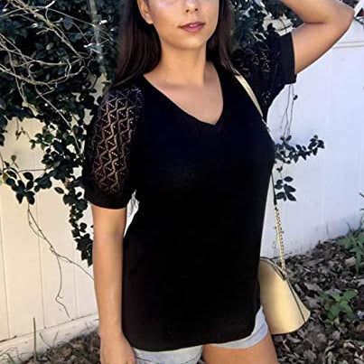 Women's Lace Short Sleeve V-Neck Top Sale Fast Delivery