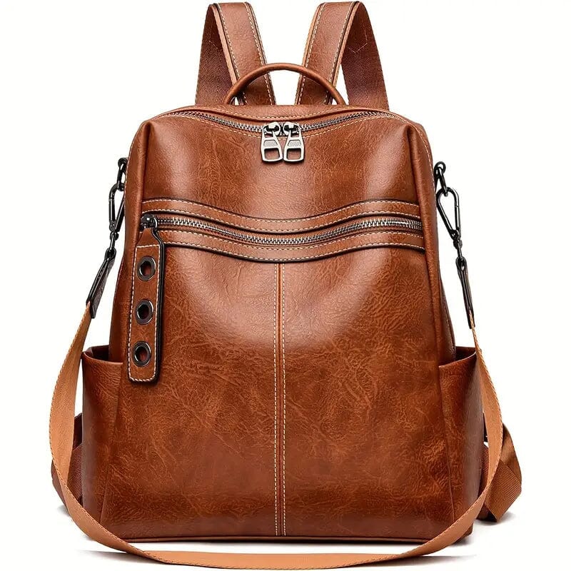 Premium Genuine Leather Womens Backpack - Brown Clearance Online
