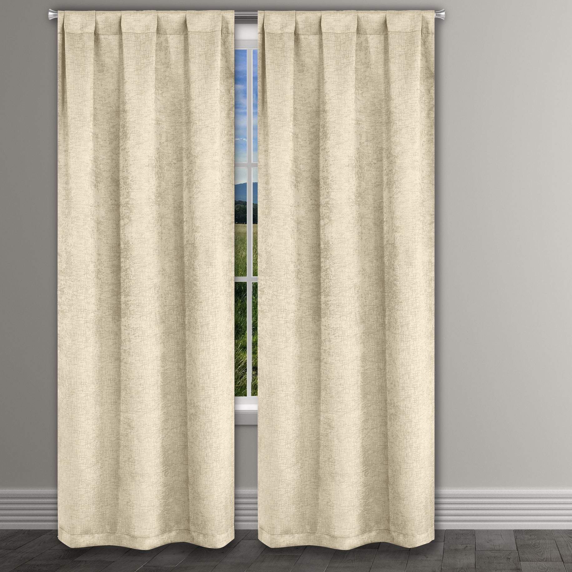 Heavy Suede Embossed Textured Blackout Thermal Window Curtain Pair Panel Cheap View