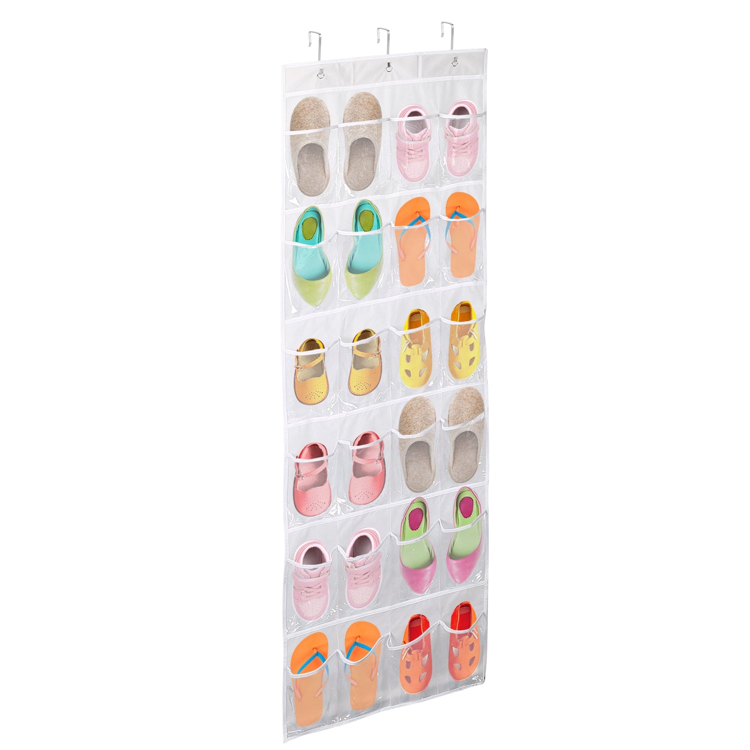 24-Pocket: Over the Door Shoes Rack Crystal Clear Organizer Top Quality Sale Online