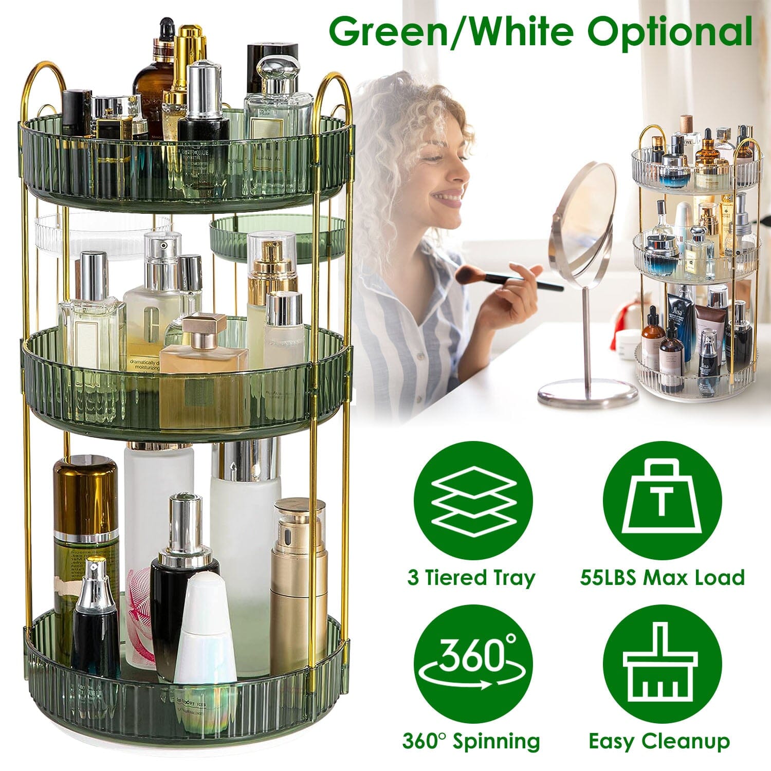 3-Tier 360∞ Spinning Rotating Makeup Organizer View Cheap Online