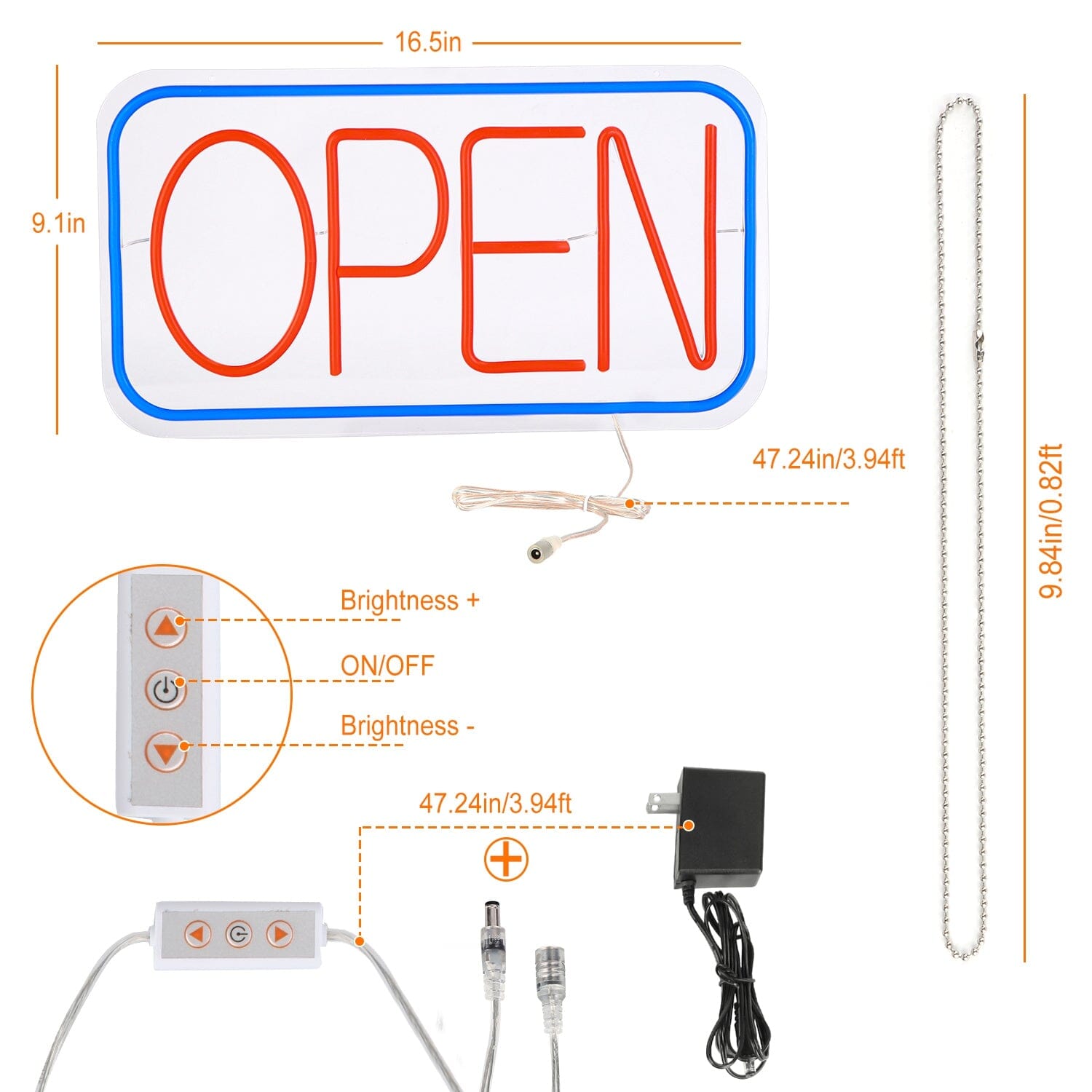 LED Open Sign Advertisement Board with 11 Levels Adjustable Brightness Clearance Footaction