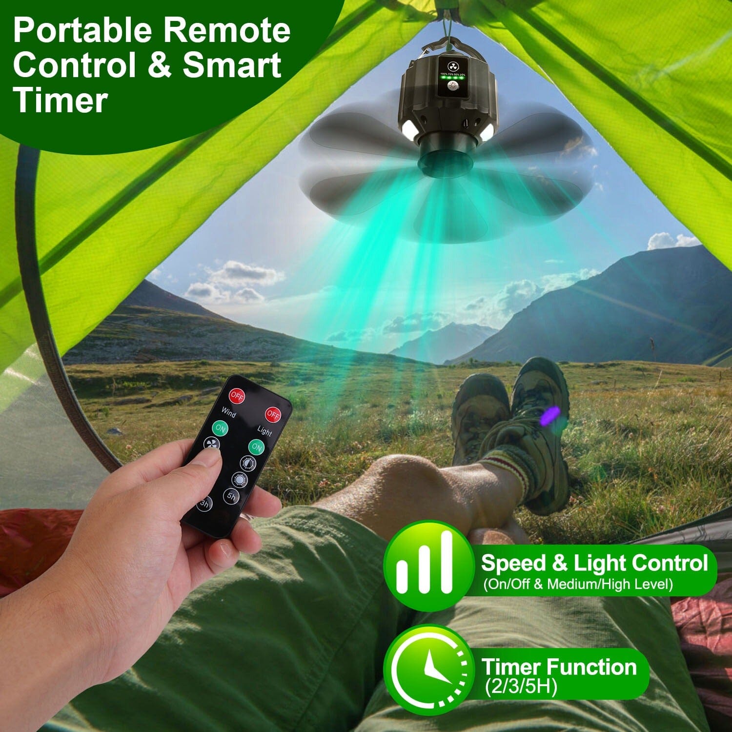 10400mAh USB Battery Powered Hanging Tent Lantern Fan Power Bank Clearance New Arrival