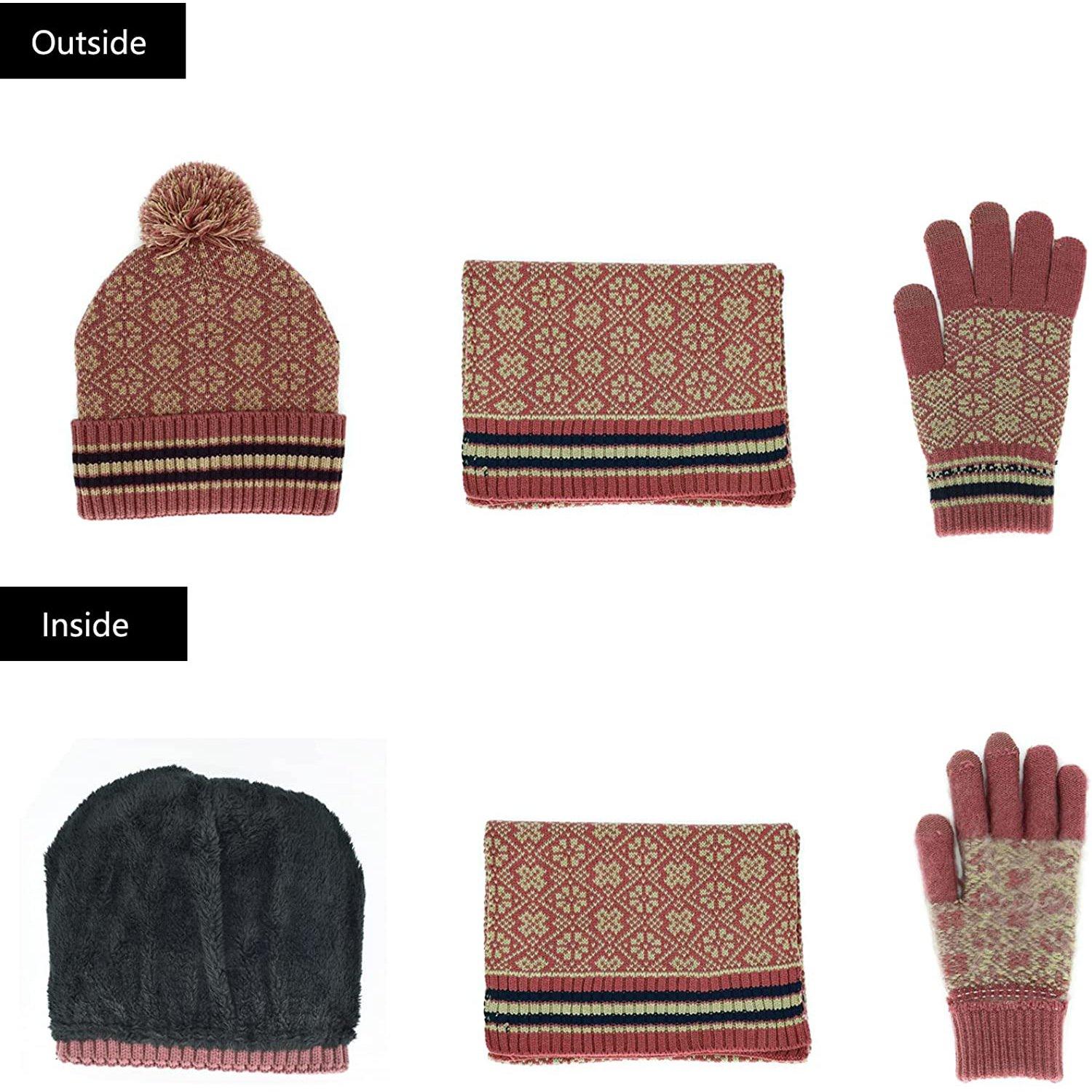 3-in-1 Soft Warm Thick Cable Knitted Beanie Hat Scarf and Gloves Winter Set Cheap Official