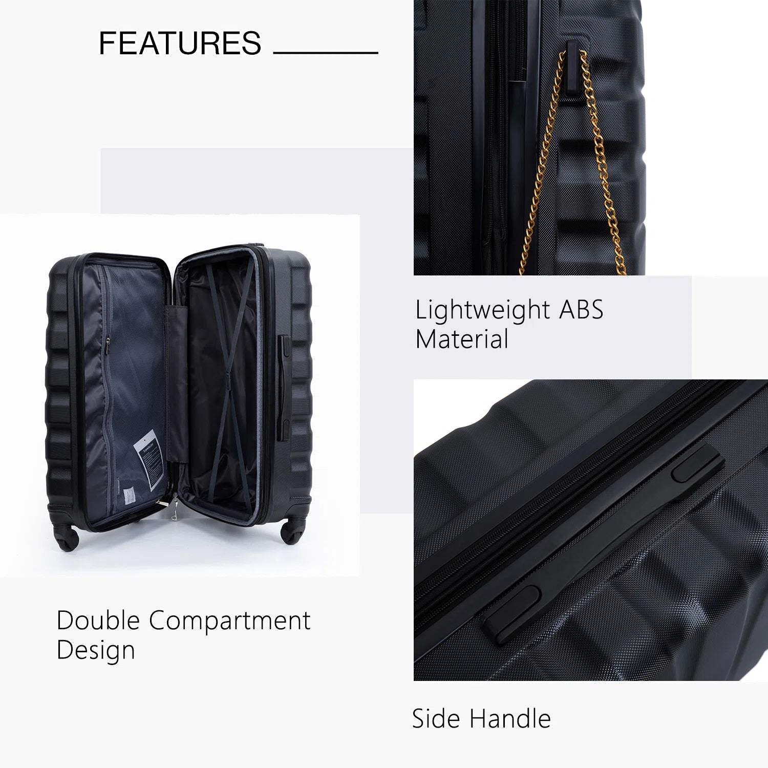 3-Pieces Set: Expandable Luggage Sets ABS Lightweight Suitcase Buy Cheap With Credit Card