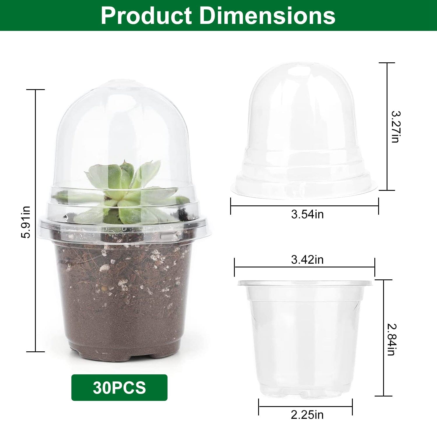 30-Pieces: Plant Nursery Pots PET Flower Seed Starting Pots Container with Dome Drainage Holes High Quality For Sale