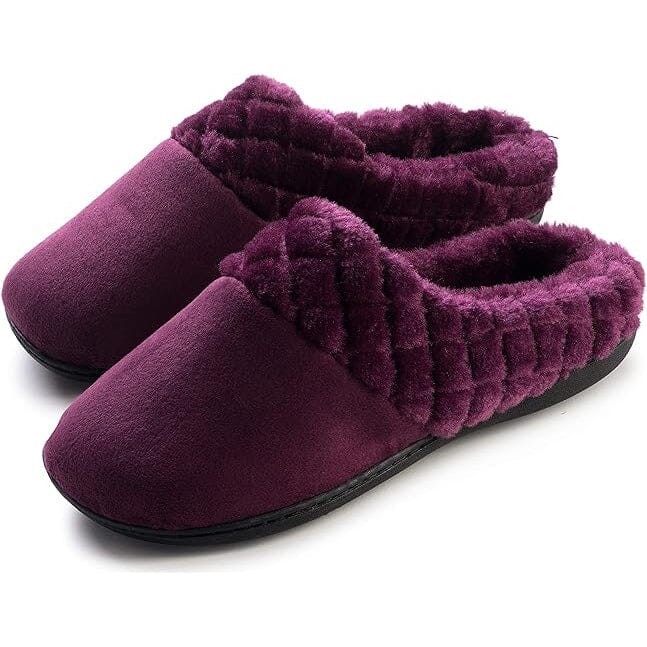 Roxoni Women's Velour Slippers Memory Foam Clog Quilted Faux Fur Collar Cheap Sale Websites