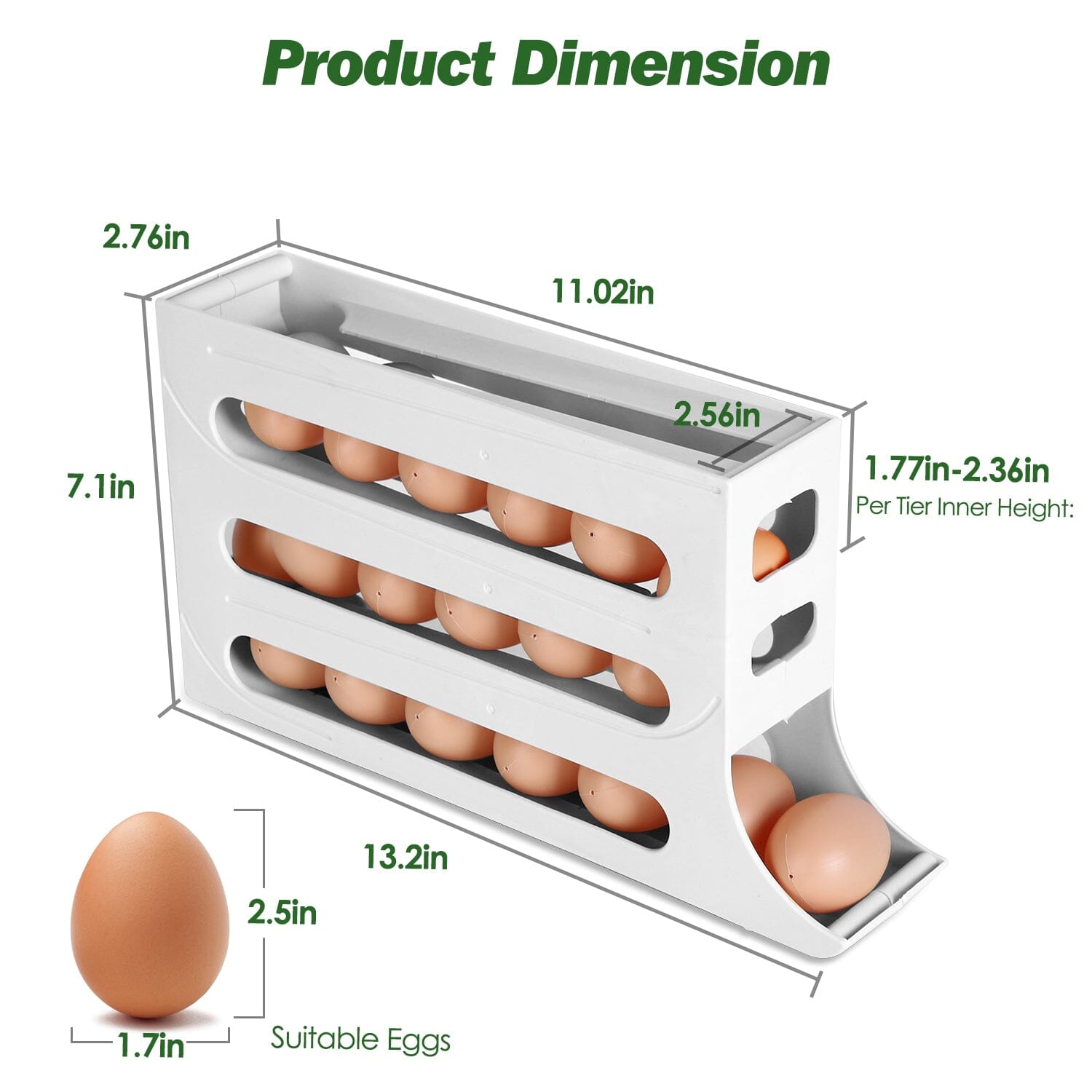 3-Pieces: 4-Tiers Egg Holder Auto Rolling Fridge Egg Organizer Purchase Sale Online