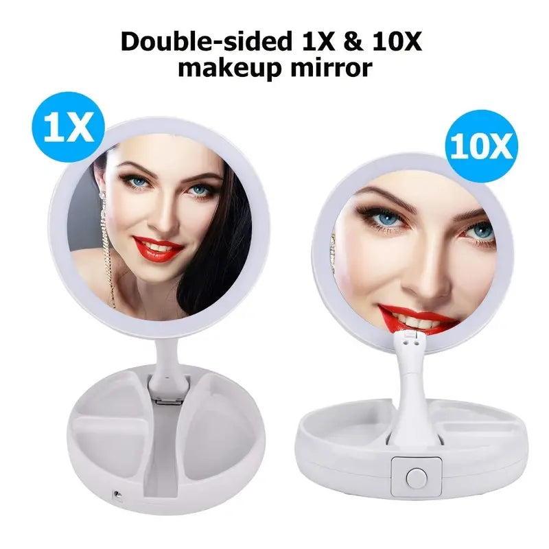 Foldable Makeup Mirror With LED Light Official Site