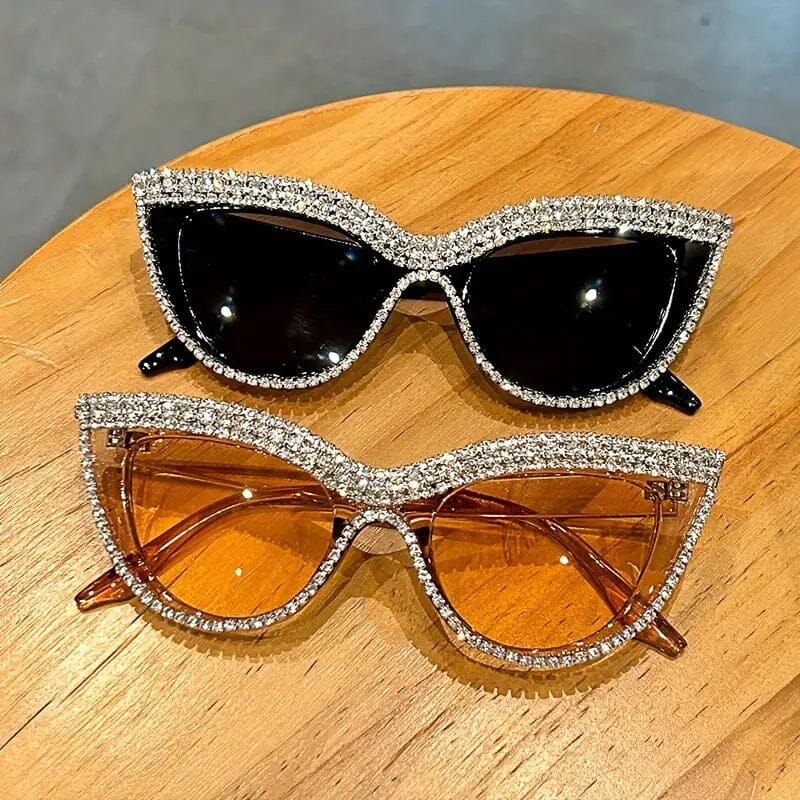 2-Pieces: Bling Rhinestone Cat Eye Sunglasses Sale Good Selling