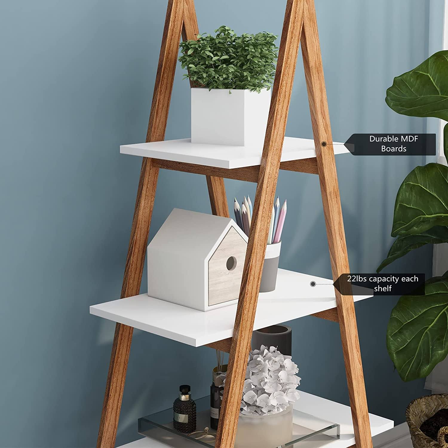 4-Tier Bookshelf Wooden Ladder Shelf Wooden Bookcase A- Shaped Buy Cheap Free Shipping