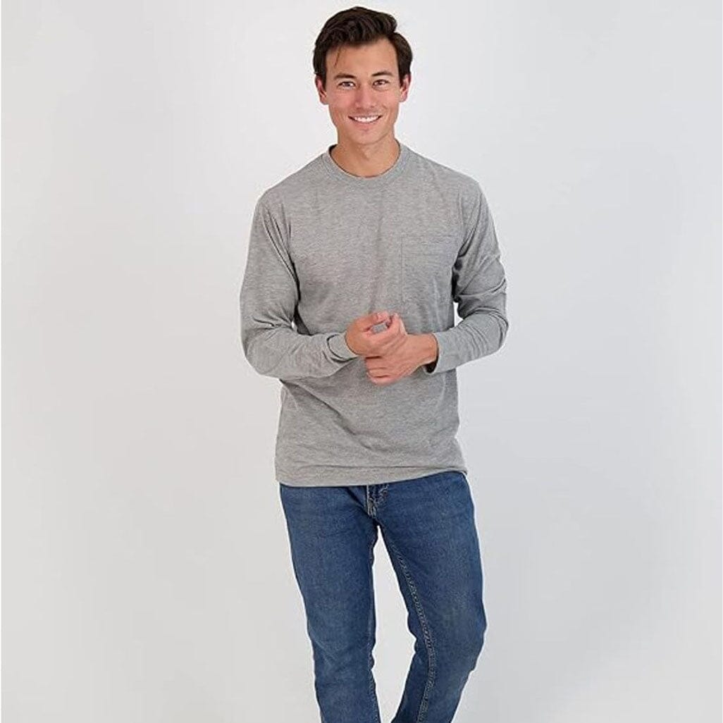 3-Pack: Men's Cotton Long Sleeve T-Shirt with Chest Pocket Order Cheap Online