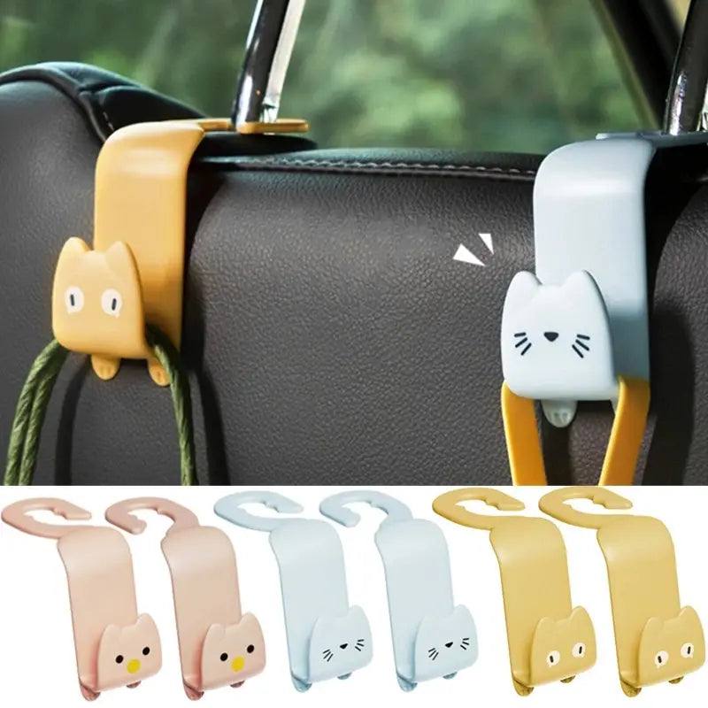 6-Pack: Universal Car Seat Hanger Hooks Cute Cartoon Double-hook Fashionable