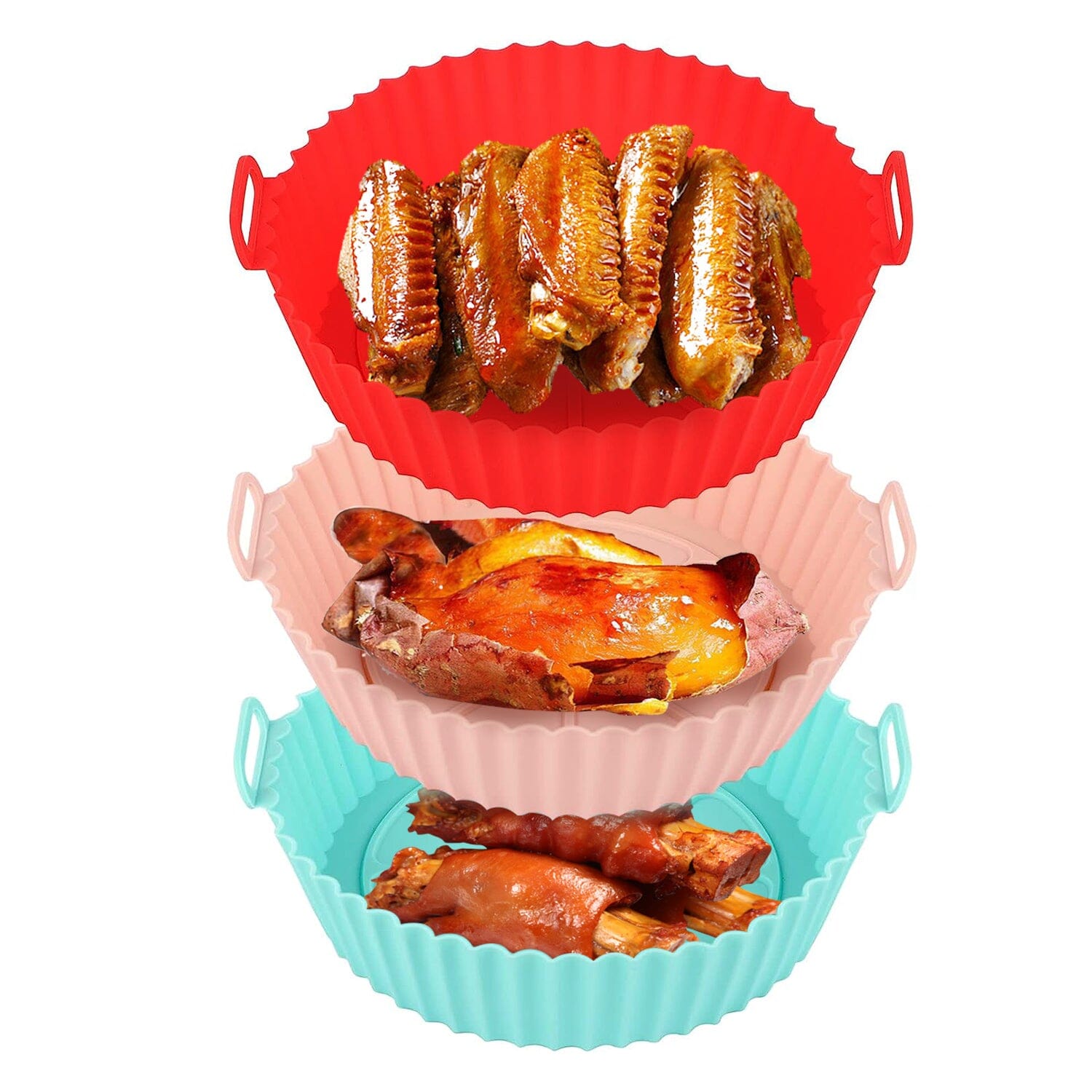 3-Pieces: Reusable Foldable Air Fryer Silicone Pot for 4+ Quart Air Fryer Oven Discount Latest